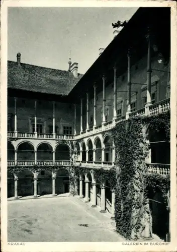 Ak Kraków Krakau Polen, Galerien im Burghof
