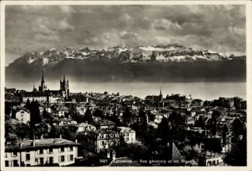 Ak Lausanne Kanton Waadt, Gesamtansicht, Alpen
