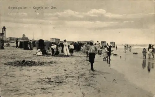 Ak Katwijk aan Zee Südholland Niederlande, Strandpartie