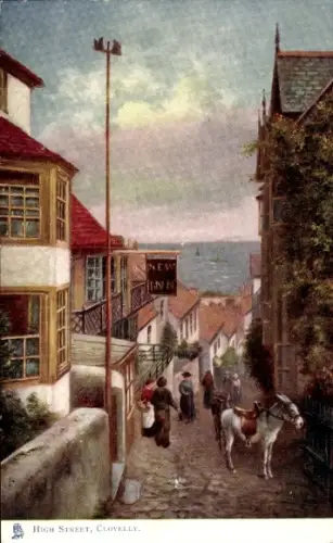 Künstler Ak Clovelly Devon England, High Street
