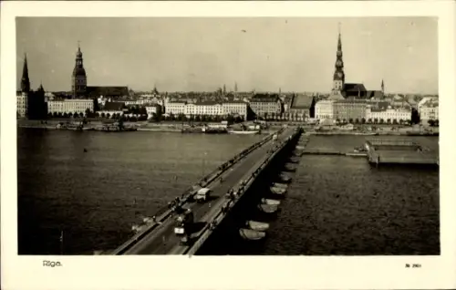 Ak Riga Lettland, Gesamtansicht, Brücke