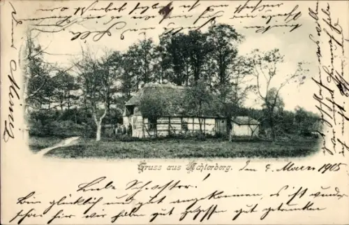 Ak Achterberg Obereinzingen in der Osterheide,  Bauernhaus, Fachwerkhaus, Reetdachhaus