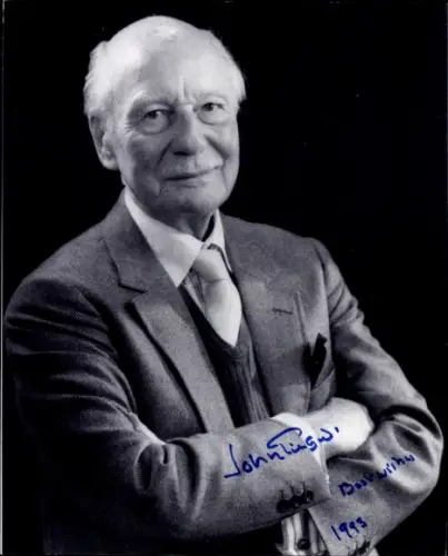 Foto Schauspieler John Gielgud, Portrait, Autogramm