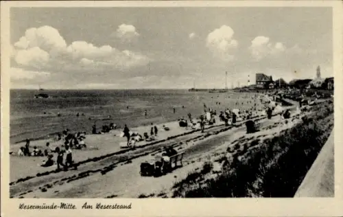 Ak Wesermünde Bremerhaven, am Weserstrand