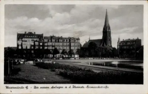 Ak Wulsdorf Geestemünde Wesermünde Bremerhaven,  neue Anlagen an der Rheinstr., Bismarckstraße, P