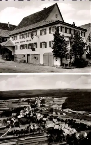 Ak Simmersfeld im Schwarzwald, Gasthof und Pension Hirsch, Fliegeraufnahme