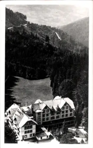 Ak Sand Bühl in Baden Schwarzwald, Kurhaus Sand, Schwarzwaldhochstraße, 850 m ü. M., Dachaufschri