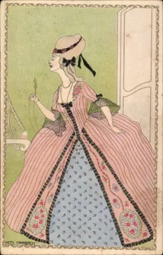Künstler Ak Marbach, M., Frau-Porträt, Kleid