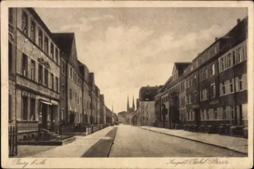 Ak Burg bei Magdeburg, August Bebel Straße