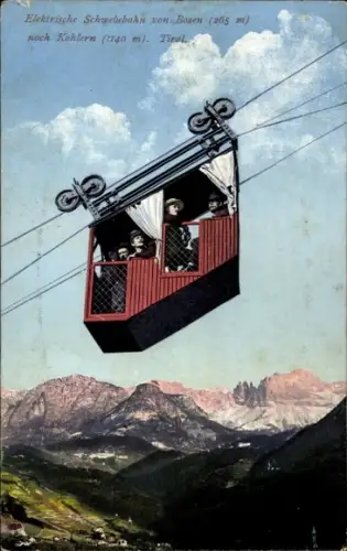 Ak Bozen Bolzano Südtirol, Elektrische Schwebebahn nach Kohlern, Seilbahn, Fahrgäste