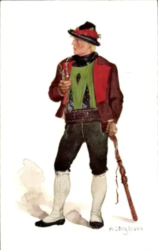 Künstler Ak Stolz, A., Tiroler Trachten, Meraner Bauer