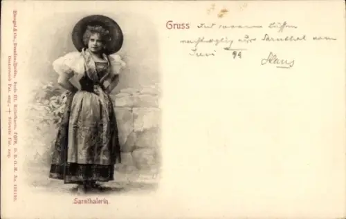 Ak Portrait einer Sarnthalerin in Tracht