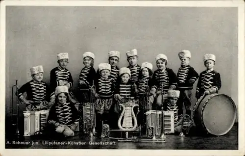 Ak Liliputaner-Künstler-Gesellschaft, Musikinstrumente, A. Scheuer jun.