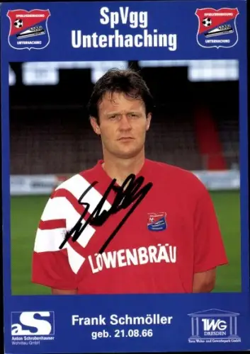 Autogrammkarte Fußballer Frank Schmöller, SpVgg Unterhaching, Autogramm