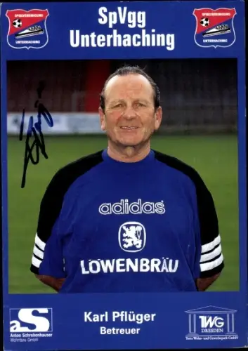 Autogrammkarte Betreuer Karl Pflüger, SpVgg Unterhaching, Autogramm