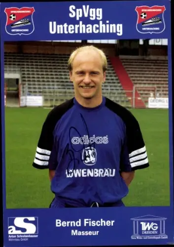Autogrammkarte Masseur Bernd Fischer, SpVgg Unterhaching, Autogramm
