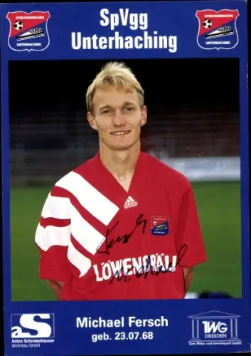 Autogrammkarte Fußballer Michael Fersch, SpVgg Unterhaching, Autogramm