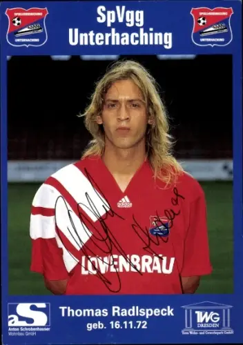 Autogrammkarte Fußballer Thomas Radlspeck, SpVgg Unterhaching, Autogramm