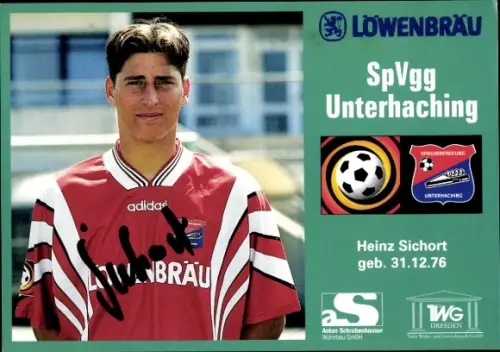 Autogrammkarte Fußballer Heinz Sichort, SpVgg Unterhaching, Autogramm
