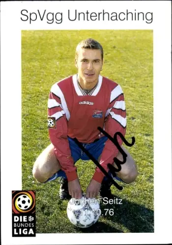 Autogrammkarte Fußballer Jochen Seitz, SpVgg Unterhaching, Autogramm