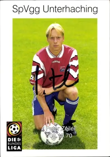Autogrammkarte Fußballer Peter Zeiler, SpVgg Unterhaching, Autogramm