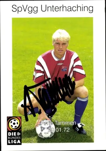 Autogrammkarte Fußballer Arne Tammen, SpVgg Unterhaching, Autogramm