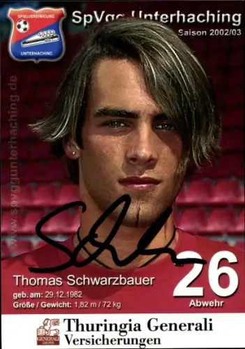 Autogrammkarte Fußballer Thomas Schwarzbauer, SpVgg Unterhaching, Autogramm