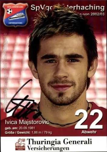 Autogrammkarte Fußballer Ivica Majstorovic, SpVgg Unterhaching, Autogramm