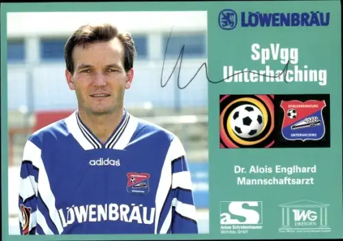 Autogrammkarte Mannschaftsarzt Dr. Alois Englhard, SpVgg Unterhaching, Autogramm