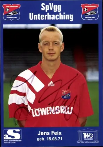 Autogrammkarte Fußballer Jens Feix, SpVgg Unterhaching, Autogramm