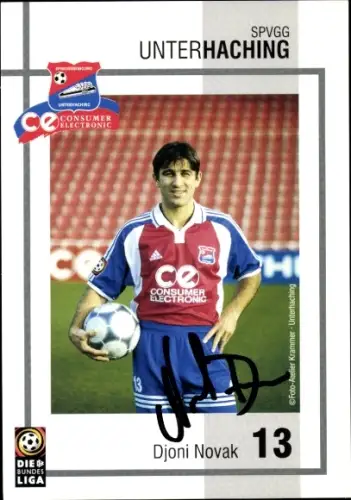 Autogrammkarte Fußballer Djoni Novak, SpVgg Unterhaching, Autogramm