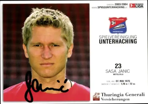 Autogrammkarte Fußballer Sasa Janic, SpVgg Unterhaching, Autogramm