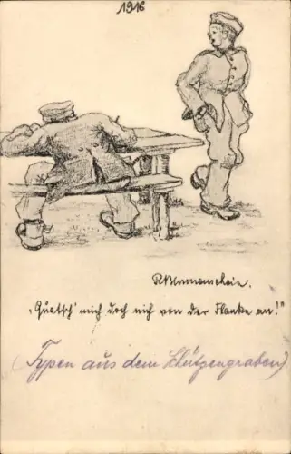 Ak Soldatenleben, Soldat am Tisch schreibt einen Brief