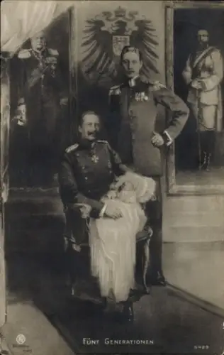 Künstler Ak Fünf Generationen, Kaiser Wilhelm II., Kronprinz Wilhelm von Preußen, Enkel, Gemälde