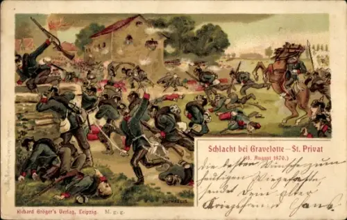 Litho Gravelotte Lothringen Moselle, Szene aus der Schlacht, 1870