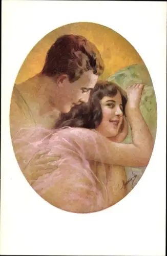 Künstler Ak Liebespaar, Portrait