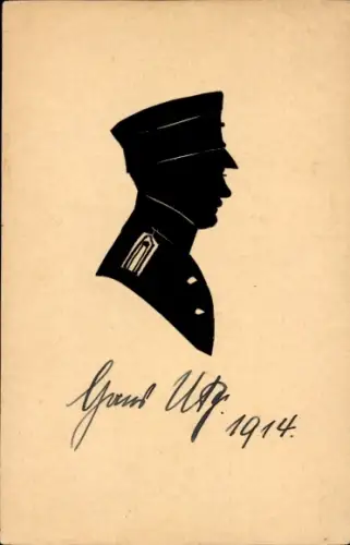 Scherenschnitt Ak Mann-Porträt, Mütze