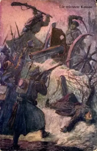 Ak Schlachtfeld, KuK-Armee, Erbeutete Kanone