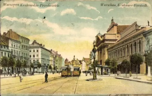 Ak Warszawa Warschau Polen, Krakowskie Przedmieście, Krakauer Vorstadt