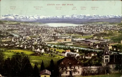 Ak Zürich Stadt Schweiz, Gesamtansicht, Blick von der Waid