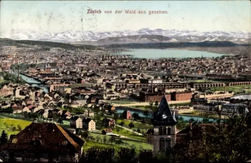 Ak Zürich Stadt Schweiz, Gesamtansicht, Blick von der Waid