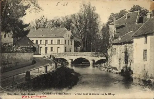 CPA Condé en Brie Aisne, Grand Pont et Moulin sur la Dhuys