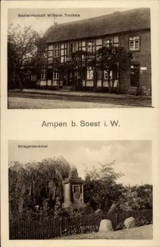 Ak Ampen Soest in Westfalen, Gasthof, Kriegerdenkmal