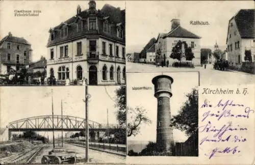 Ak Kirchheim unter Teck Württemberg, Gasthaus zum Friedrichshof, Rathaus, Wasserturm