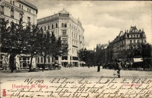 Ak Hamburg Mitte St. Georg, Partie am Steintorplatz, Hotels Graf Moltke, Savoy, Bristol