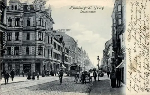 Ak Hamburg Mitte St. Georg, Steindamm, Straßenbahn