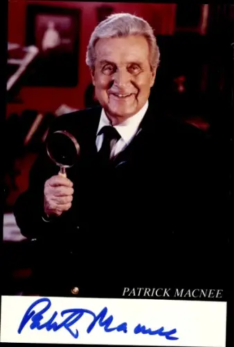 Ak Schauspieler Patrick Macnee, Portrait, Autogramm