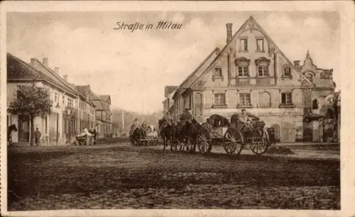 Ak Jelgava Mitau Lettland, Straßenpartie, I. WK