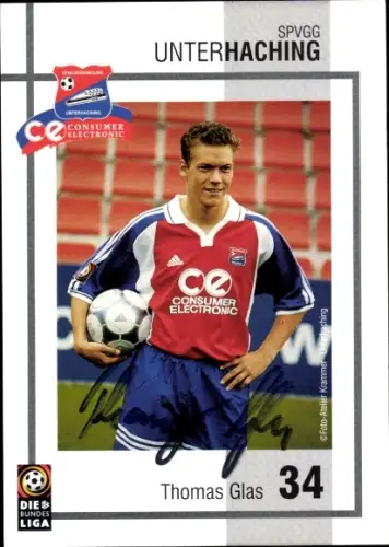 Autogrammkarte Fußballer Thomas Glas, SpVgg Unterhaching, Autogramm
