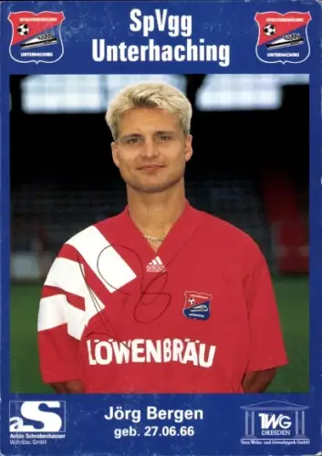 Autogrammkarte Fußballer Jörg Bergen, SpVgg Unterhaching, Autogramm